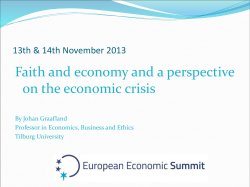 Faith and Economy and Perspective on the Economic Crisis