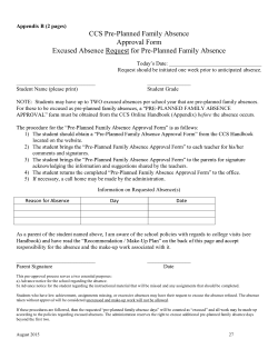 CCS Pre-Planned Family Absence Approval Form Excused