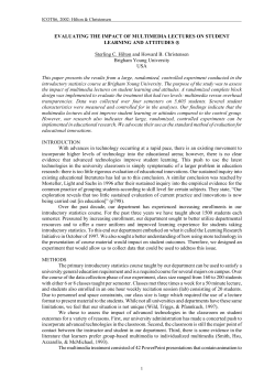 EVALUATING THE IMPACT OF MULTIMEDIA LECTURES ON