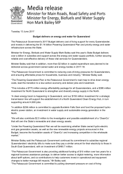 Media release - Queensland Budget 2017-18
