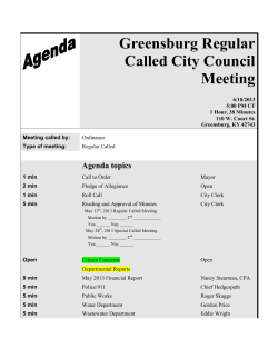 Greensburg Regular Called City Council Meeting
