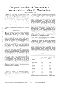 Comparative Analysis of Concentration in Insurance Markets in New