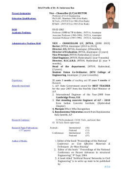 Brief Profile of Dr. H. Sudarsana Rao Present designation: Vice