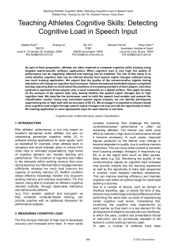 Teaching Athletes Cognitive Skills: Detecting Cognitive Load