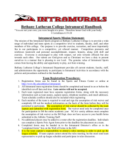 Bethany Lutheran College Intramural Handbook