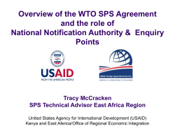 Overview of the WTO SPS Agreement and the role of National