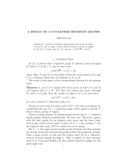 A RESULT ON 2k-CYCLE-FREE BIPARTITE GRAPHS 1