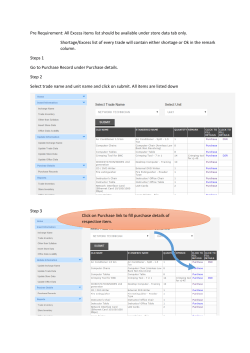 Pre Requirement: All Excess items list should be available under