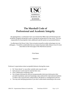 The Marshall Code of Professional and Academic Integrity