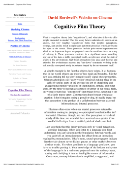 David Bordwell - Cognitive Film Theory