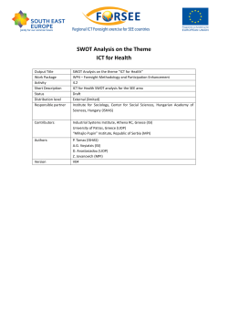 FORSEE - ICT for Health SWOT analysis, full version