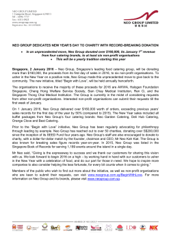 NEO GROUP DEDICATES NEW YEAR`S DAY TO CHARITY WITH