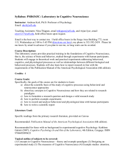 Syllabus: PSB4343C: Laboratory in Cognitive Neuroscience