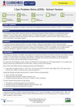 I Can Problem Solve ICPS-School Version