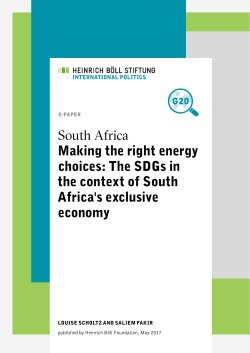 South Africa &ndash; Making the right energy choices: The SDGs in the
