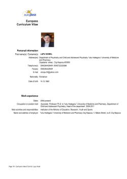Europass Curriculum Vitae - rasg | romanian association for the