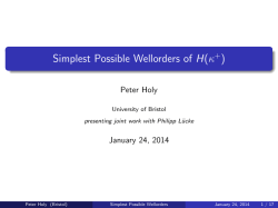 Simplest Possible Wellorders of H(+)