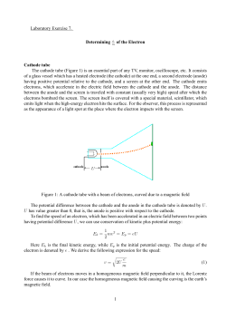 Laboratory Exercise 7. Determining e of the Electron Cathode tube