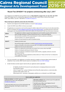 Application Form: RADF Round Two 2016-17