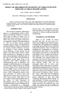 effect of meloidogyne incognita on tobacco plants infected at