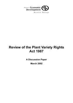 Review of the Plant Variety Rights Act 1987: A Discussion Paper