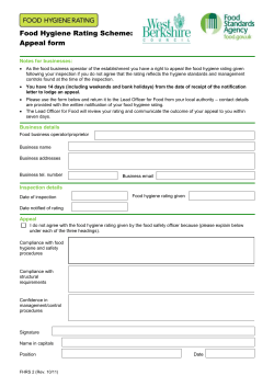 Food Hygiene Rating Scheme: Appeal form