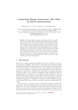 Compressing Regular Expressions` DFA Table by Matrix