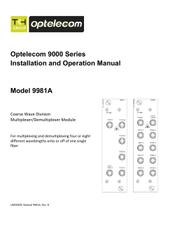 Optelecom 9000 Series Installation and Operation Manual Model