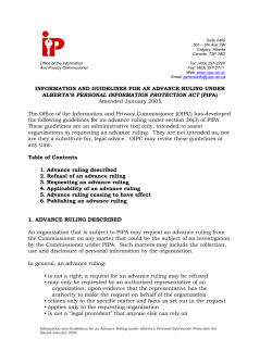 Guidelines for an Advance Ruling Under the Personal Information