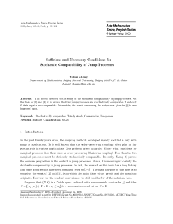 Su cient and Necessary Conditions for Stochastic Comparability of