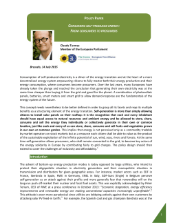 Consuming Self-Produced Energy: From Consumers to Prosumers