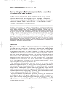 Survival of tropical ballast water organisms