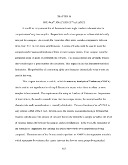 CHAPTER 10 ONE-WAY ANALYSIS OF VARIANCE It would be very