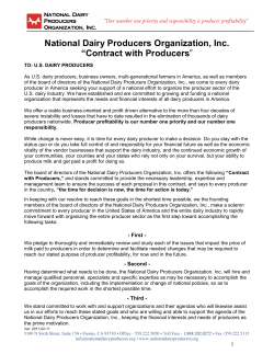 National Dairy Producers Organization, Inc. &ldquo;Contract with Producers&rdquo;