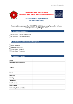 NWSSDTP 1+3 and 2+2 Studentship Application