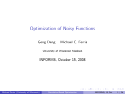 Optimization of Noisy Functions - University of Wisconsin&ndash;Madison