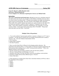 ASTR 1050: Survey of Astronomy