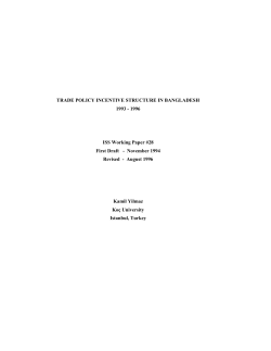 TRADE POLICY INCENTIVE STRUCTURE IN BANGLADESH 1993