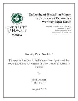 University of Hawai`i at Mānoa Department of Economics Working