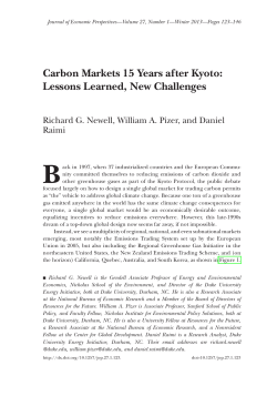 Carbon Markets 15 Years after Kyoto: Lessons Learned, New