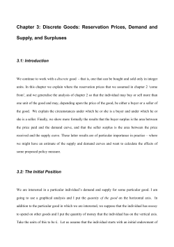 Chapter 3: Discrete Goods: Reservation Prices, Demand and Supply