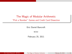 The Magic of Modular Arithmetic - ``Pick a Number`` Games and
