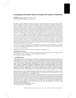 1 Investigating Information Search by People with Cognitive