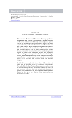 Antitrust Law Economic Theory and Common Law Evolution