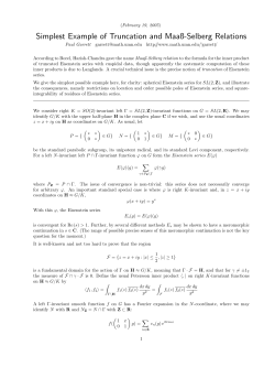 Simplest Example of Truncation and Maa&szlig;-Selberg - Math-UMN
