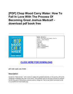 Chop Wood Carry Water: How To Fall In Love With The Process Of