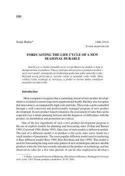 FORECASTING THE LIFE CYCLE OF A NEW SEASONAL DURABLE