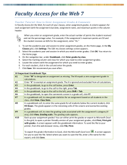 Faculty Access for the Web 7 Enter Assignment Grades