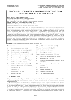 process integration and opportunity for heat pumps in