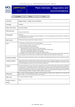 Plant chemistry : diagnostics and recommendations